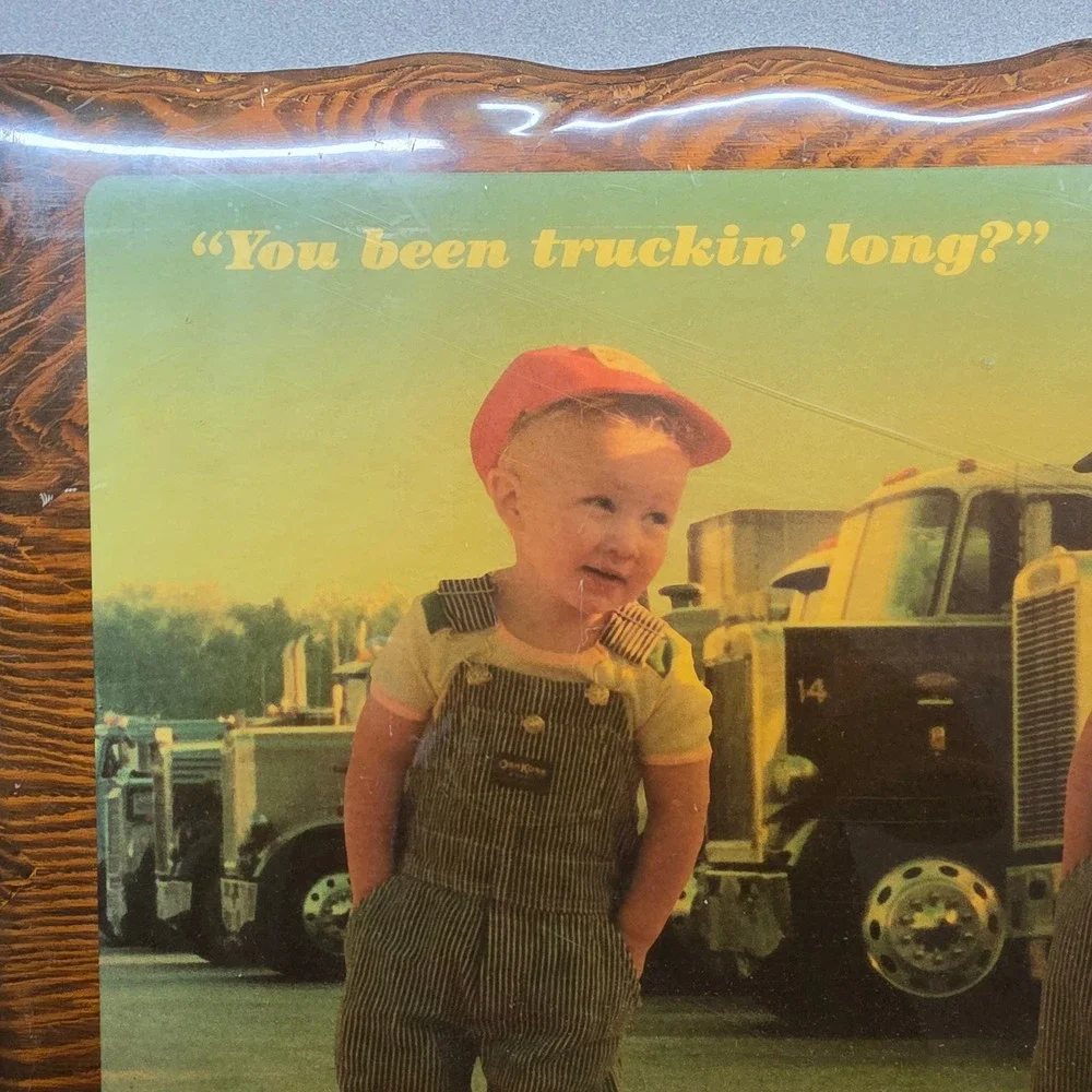 Vintage OshKosh B'Gosh Trucking Wall Plaque Large‎ Wood Decoupage Art
